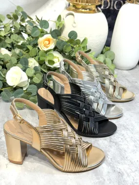 8 cm hohe Sandalen mit quadratischem Absatz für Damen