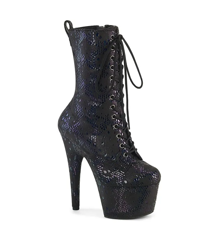ADORE-1040SPF - Plateau Stiefelette - Schwarz mit Muster  | Pleaser online günstig kaufen!