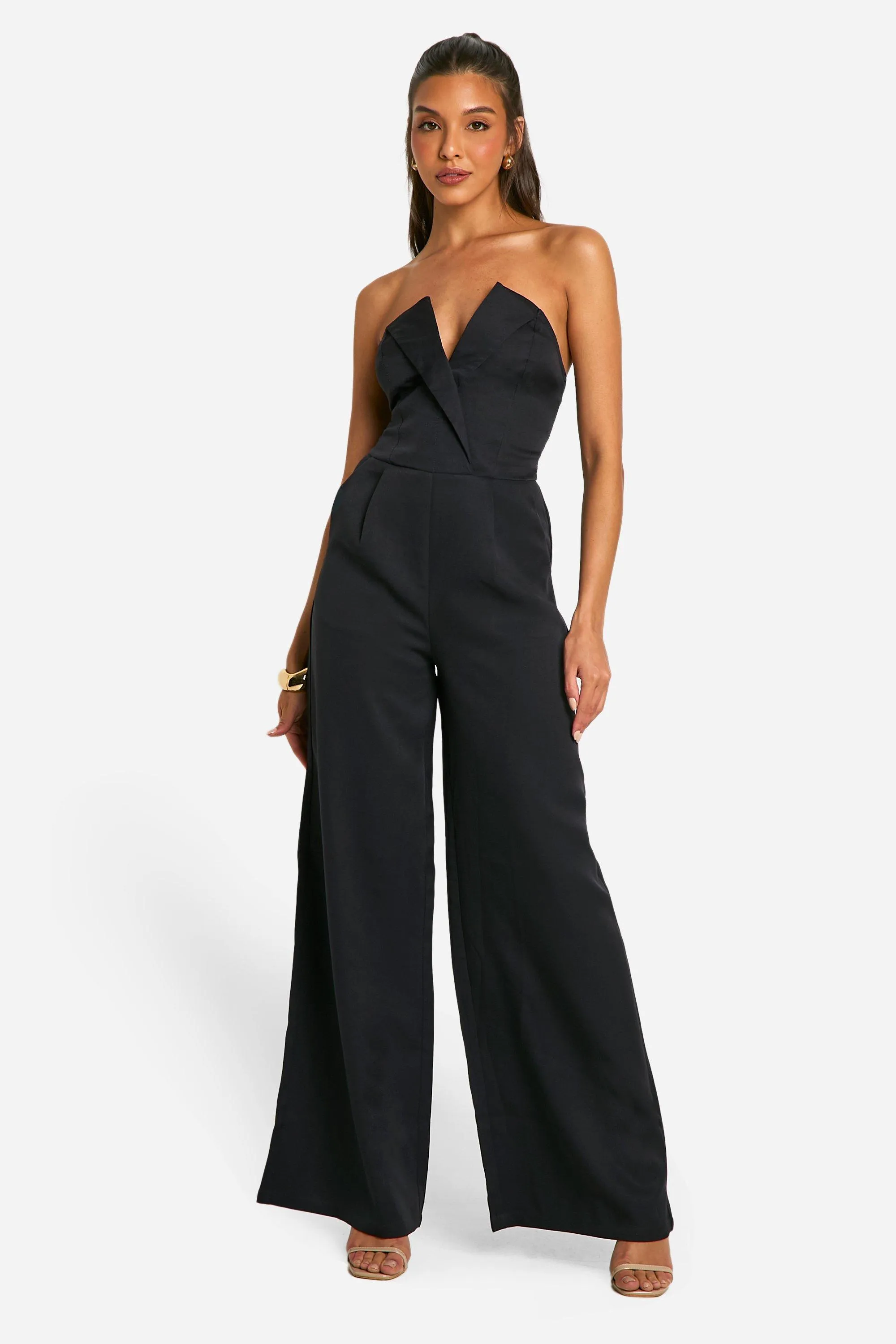 Bandeau-Jumpsuit mit weitem Bein