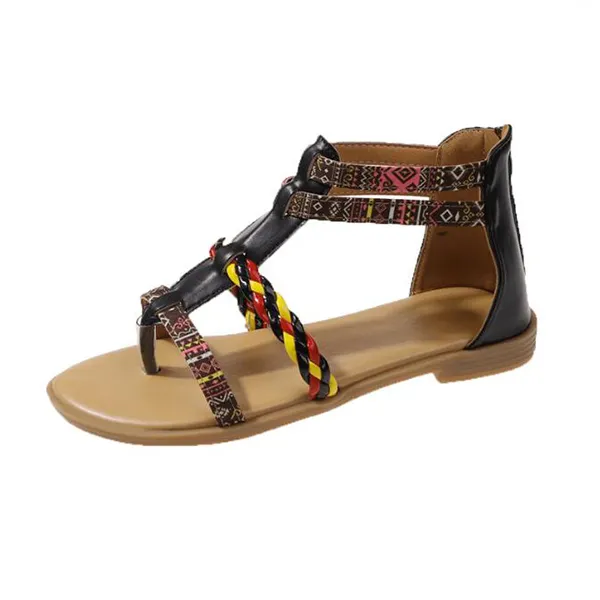 Böhmische Flip-Sandalen mit runder Zehenpartie