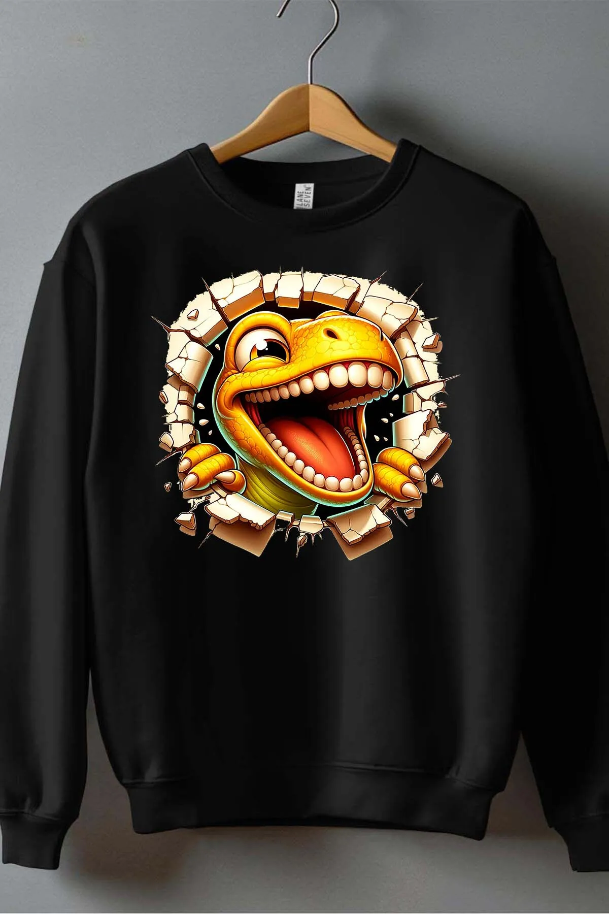 Dino Yellow - Rundhals-Sweatshirt für Jungen