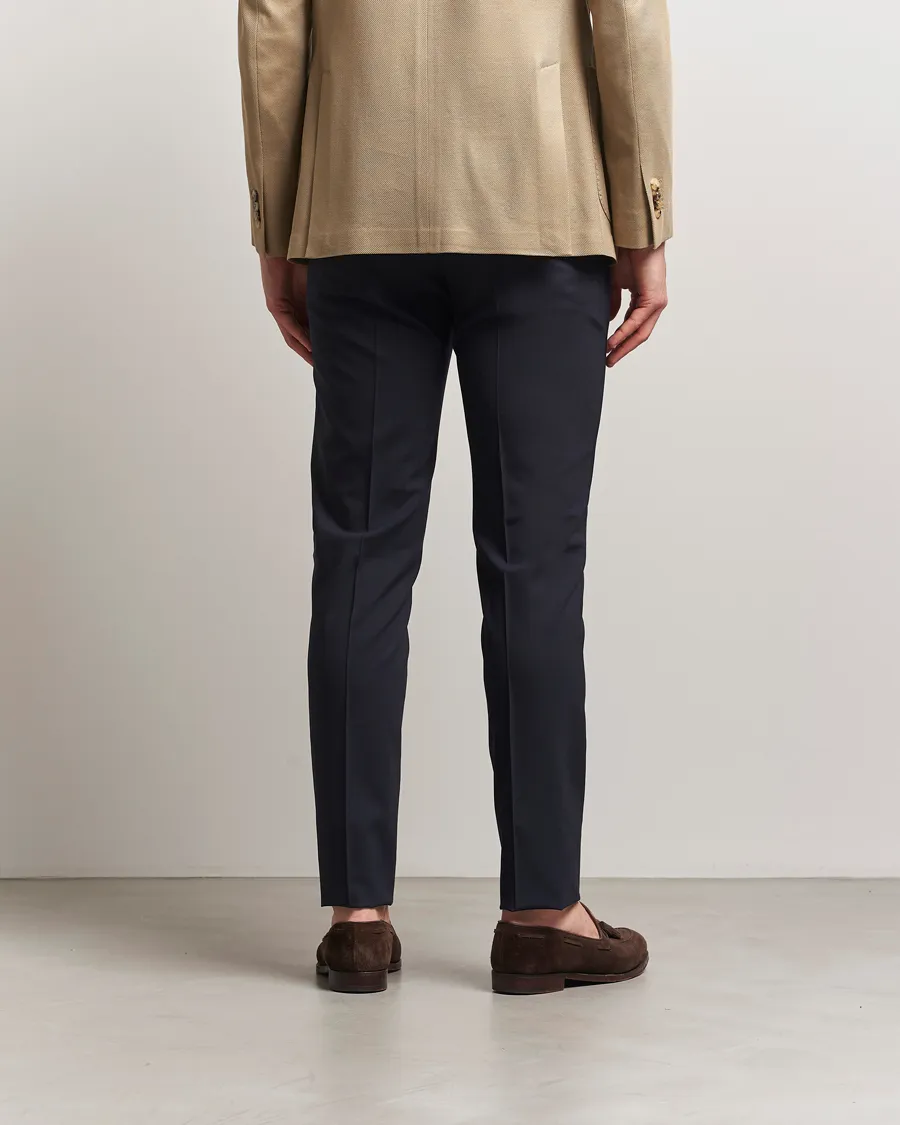 Gentleman Fit Wool Stretch Trousers Navy