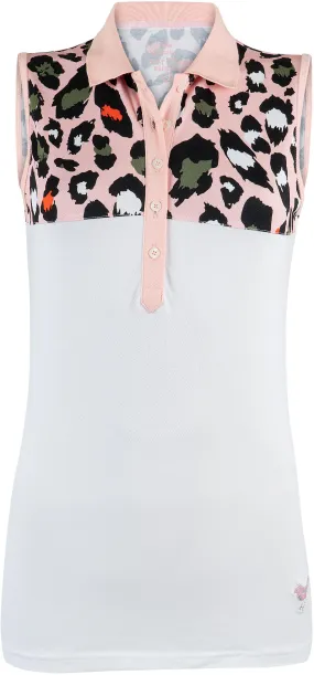 Girls Golf Spumoni Camolike SL Polo, rose/white