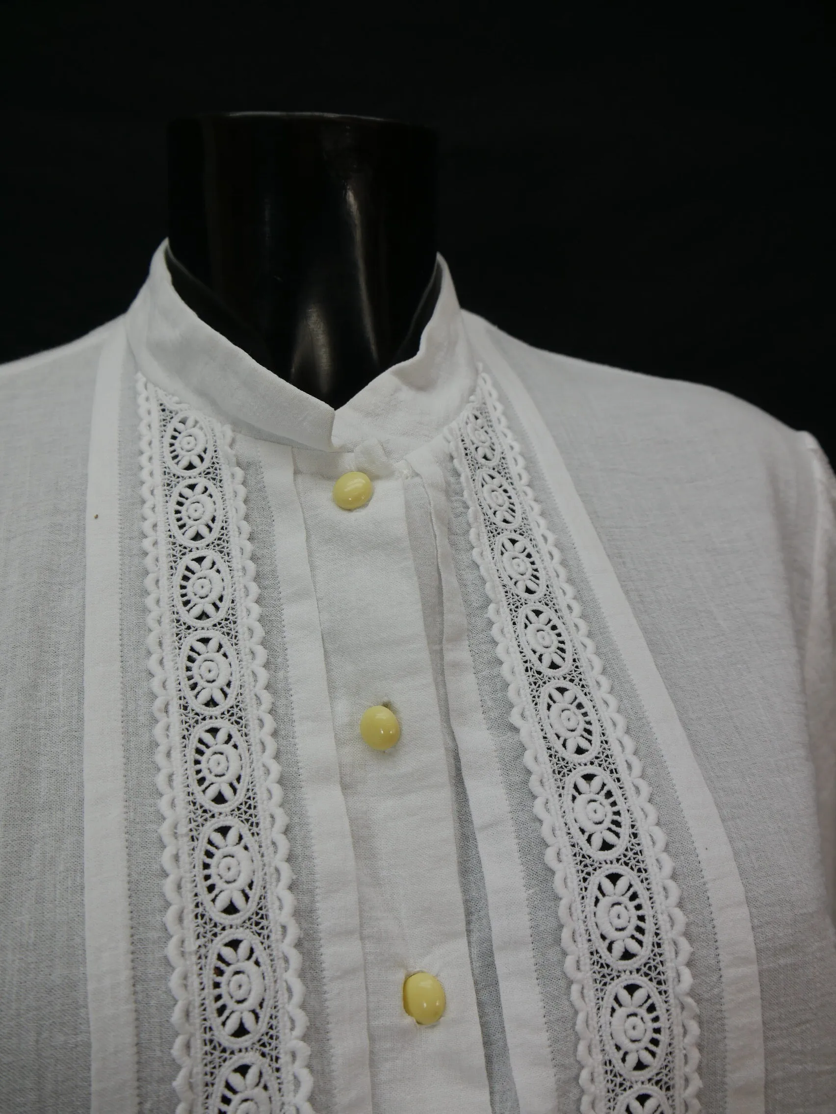 Gr.46 Trachtenbluse weiß Bluse für Dirndl Kasper Baumwolle mit Spitze TB9144