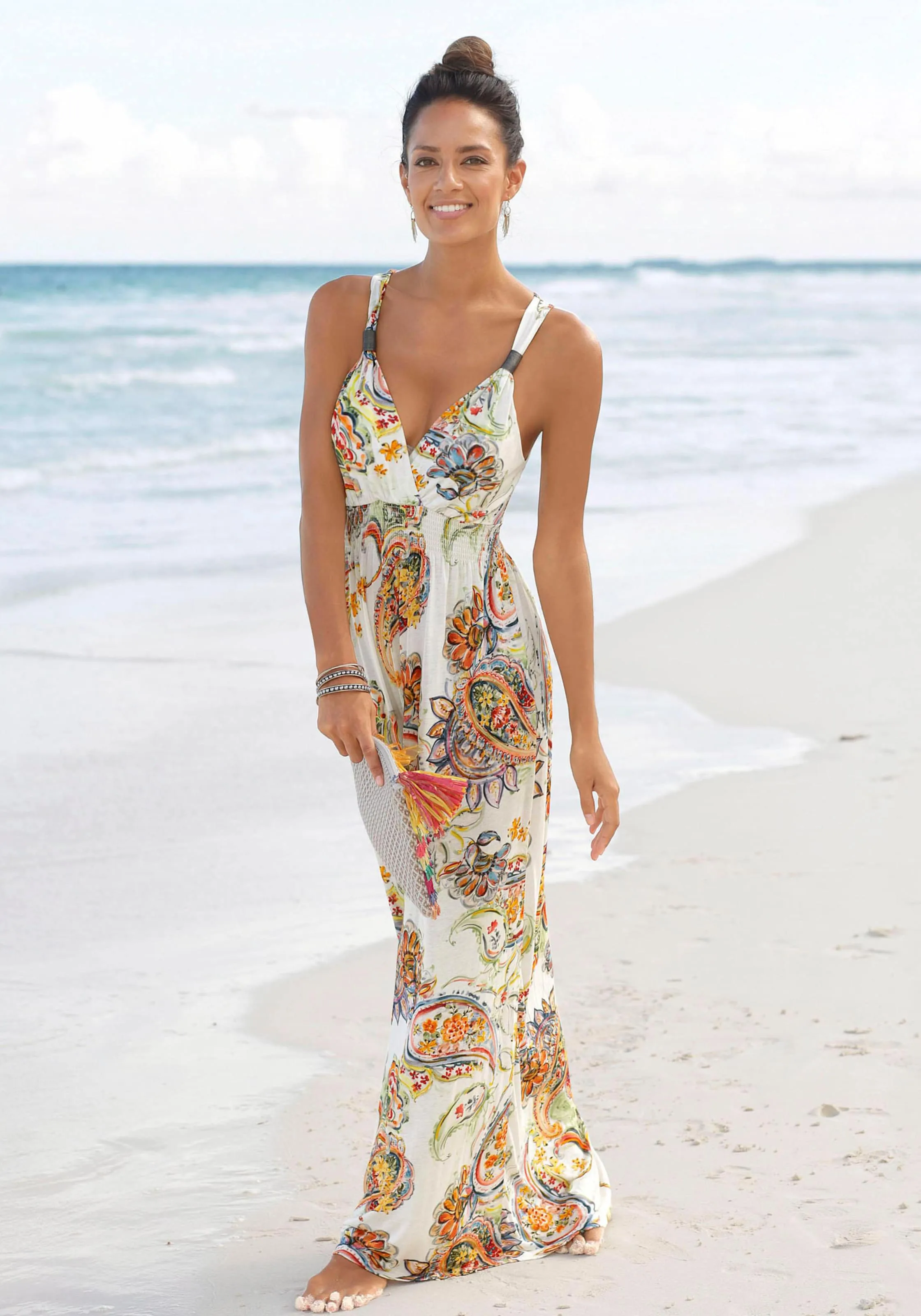LASCANA Maxikleid in weiß-multicolor-bedruckt
