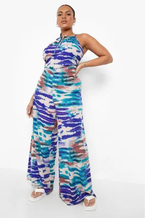 Plus Batik Jumpsuit mit weitem Bein