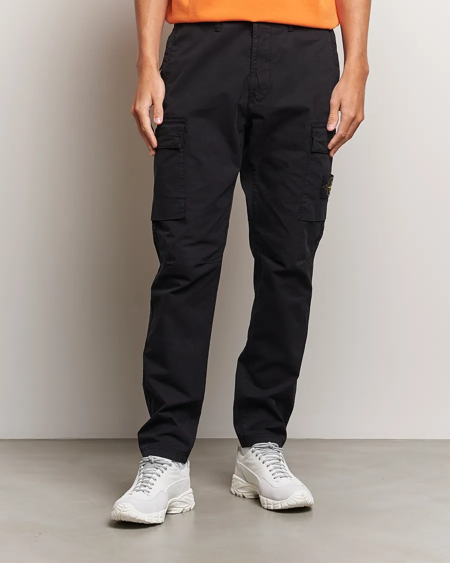 Stretch Cotton Gabardine Trousers Black