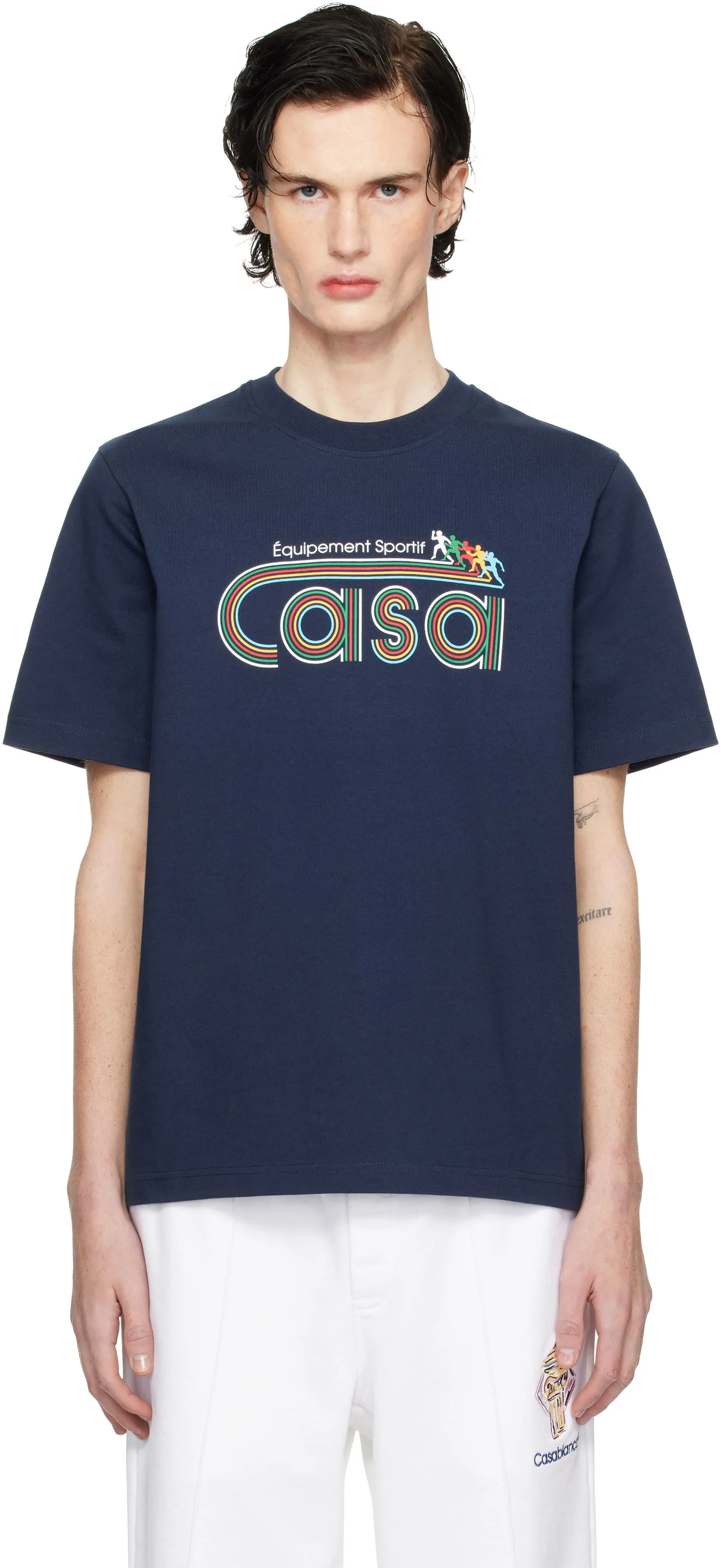 T-shirt Casablanca Navy 'Equipement Sportif' Graphic T-Shirt MPS25-JTS-001-02