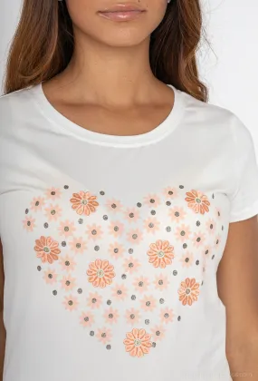 „DAISIES“-T-Shirt mit Aufdruck und Stickerei